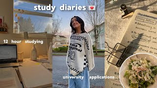 productive study diaries 💌 12 hour studying &amp; university applications (high school senior)