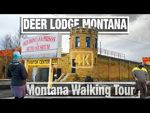 Walk in Deer Lodge Montana - 4K City Walks - Virtual Travel Walking Treadmill Walk Scenery
