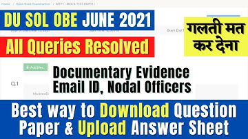 DU SOL OBE JUNE 2021 | Question Paper Downloading & Answer Sheet Uploading Options | SOL Reporter.