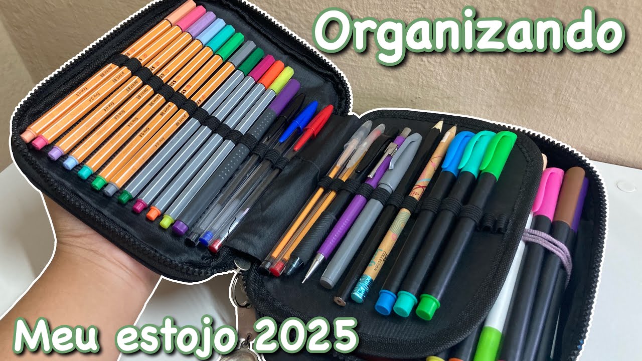 Organização do meu estojo de 2025 🎒 | Stabilo, marca-texto, tudo que uso!