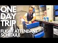 WORKING A ONE DAY TRIP IN THE GALLEY | FLIGHT ATTENDANT SCHEDULES