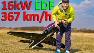 16kW edf 367km/h JETFAN-130 Odyssey 13kg weight to 18kg thrust 265A Graphene 16s 8Ah TOPRC Jet Sound