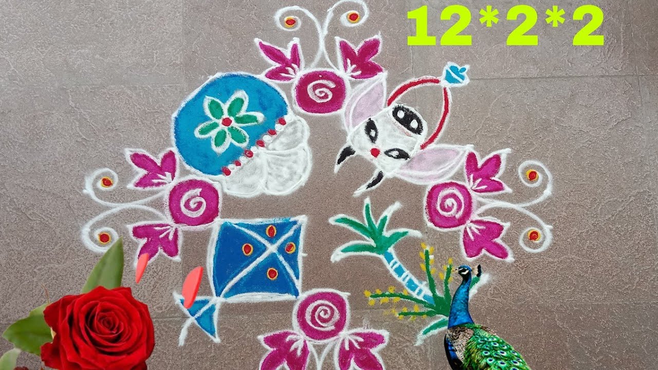 Beautiful bhogi sankranti rangoli designing muggulu ✨🌺 simple kolam 😍