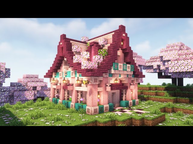 CASA AESTHETIC ROSA DO BIOMA CHERRY DA 1.20 MINECRAFT Minecraft Map