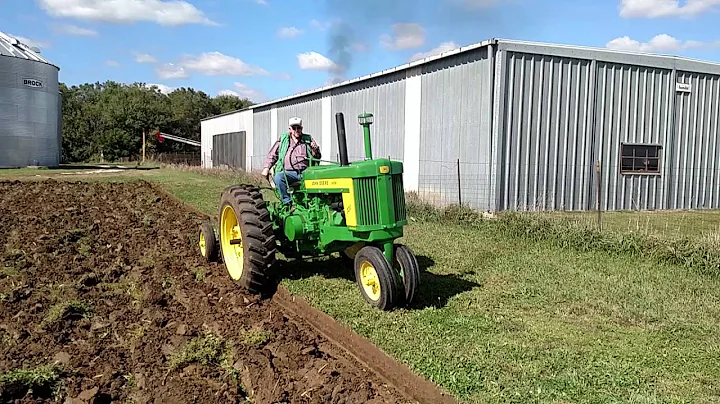 1958 John Deere 720 Diesel plowing with John Deere Model 55H