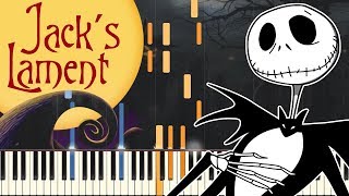 [PIANO TUTORIAL] Jack's Lament - Tim Burton's The Nightmare Before Christmas (Easy Piano, Synthesia) chords