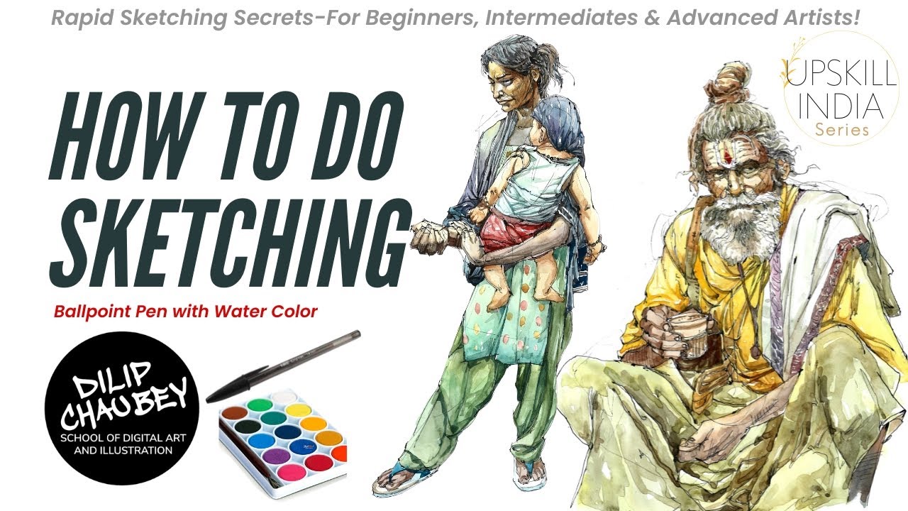 How to Sketch with Ballpoint Pen & Watercolor | Master the Basics ...