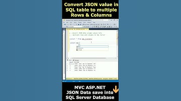 Convert JSON data values into Table rows and columns #sqlserver #json