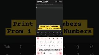 #9 Print Odd numbers from 1 to 100 numbers in Python ॥ While loop#basicofcoding#oddnumbers#whileloop