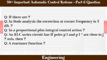 MCQ Questions Automatic Control Systems - Part 6 with Answers
