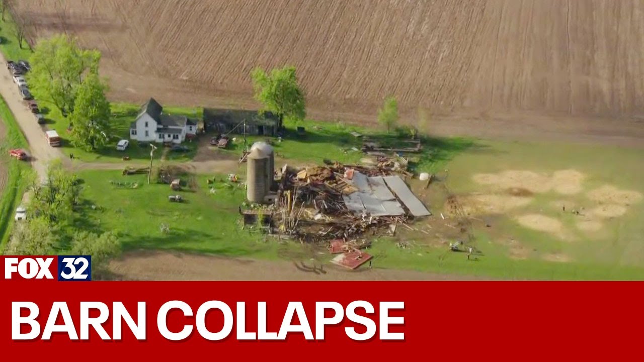 Barn collapses in McHenry County - YouTube