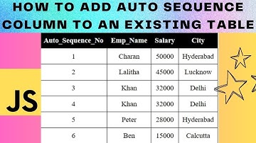 Generate Auto sequence Number To An Existing Table Javascript