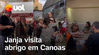 Enchentes no RS: Janja visita abrigo em Canoas e se solidariza com vítimas