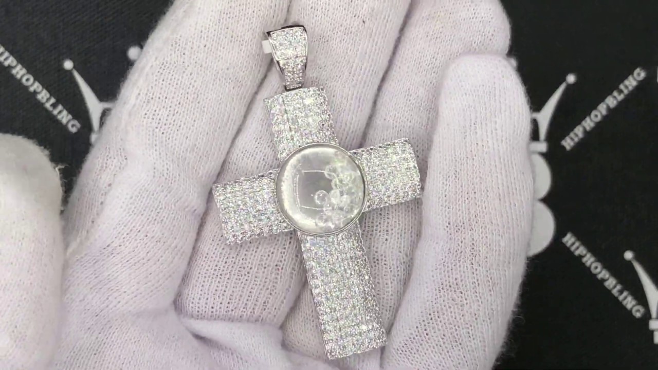 Floating Ice Thick Cross CZ Hip Hop Bling Bling Pendant | Iced Out Jewelry  K21890R
