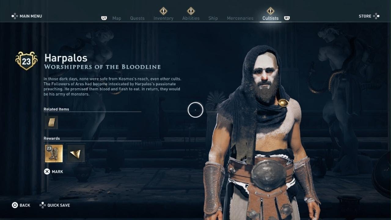 Assassin’s Creed Odyssey Cult of Kosmos – Harpalos (Worshippers of the Bloodline) | AC Cult Hunt