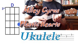 Video thumbnail of "Miley Cyrus Plastic Hearts Ukulele cover with CHORDS and TABS"