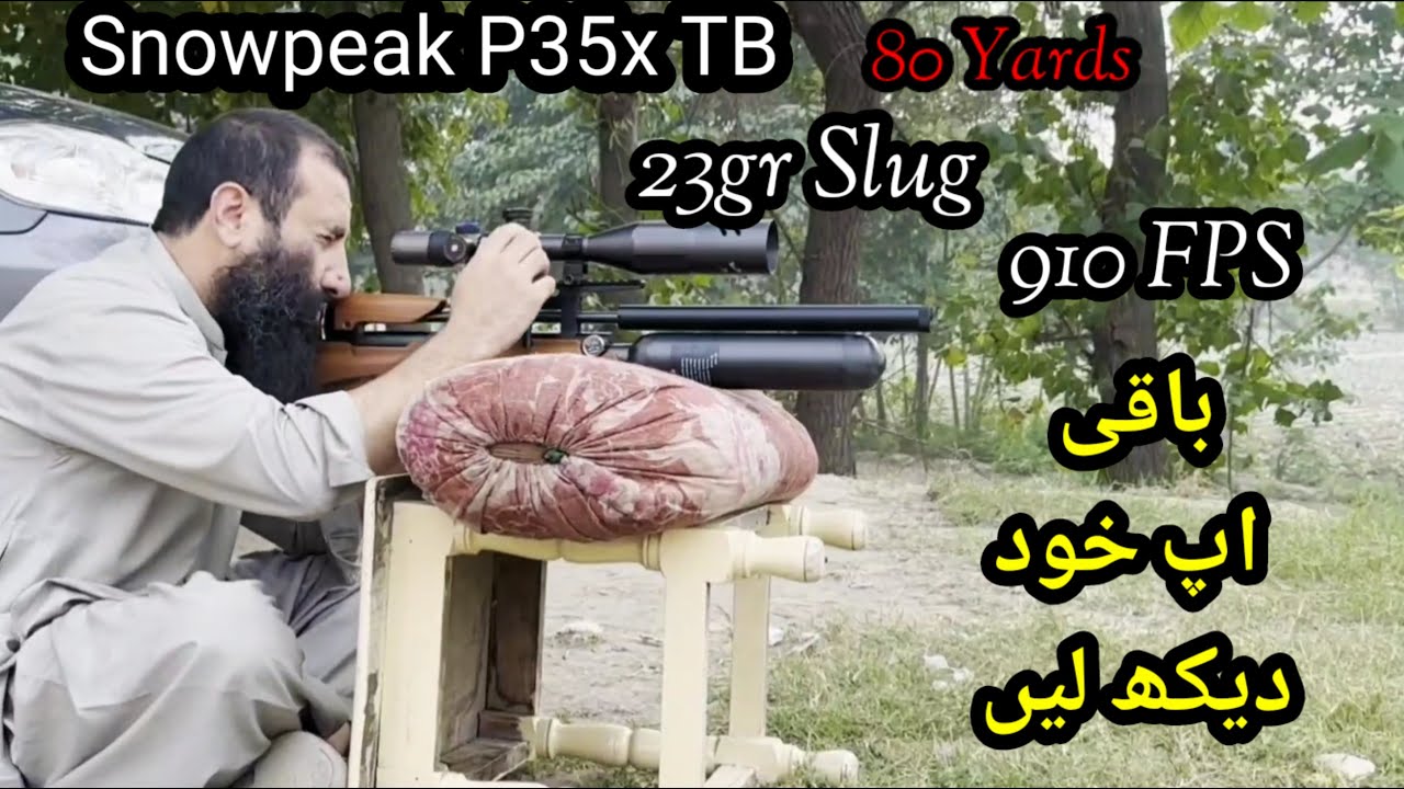 Snowpeak P35x TB 23gr Slugs 910 Fps Targets Hiting From 80 Yards