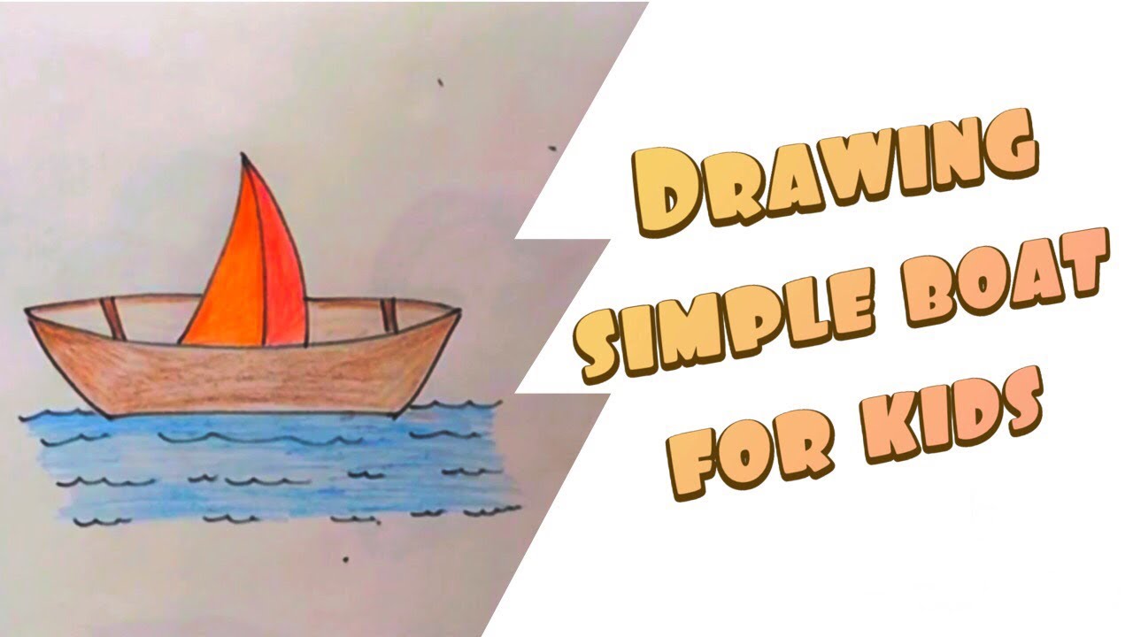 How to draw simple boat for kids - YouTube