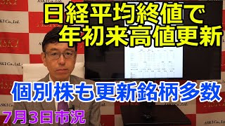 2023年7月1日【日経平均終値で年初来高値更新　個別株も更新銘柄多数】（市況放送【毎日配信】）