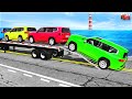 Truck & Trailer vs Giant Speed Bumps – Big vs Little Physics Fails – BeamNG Drive #2 🚆