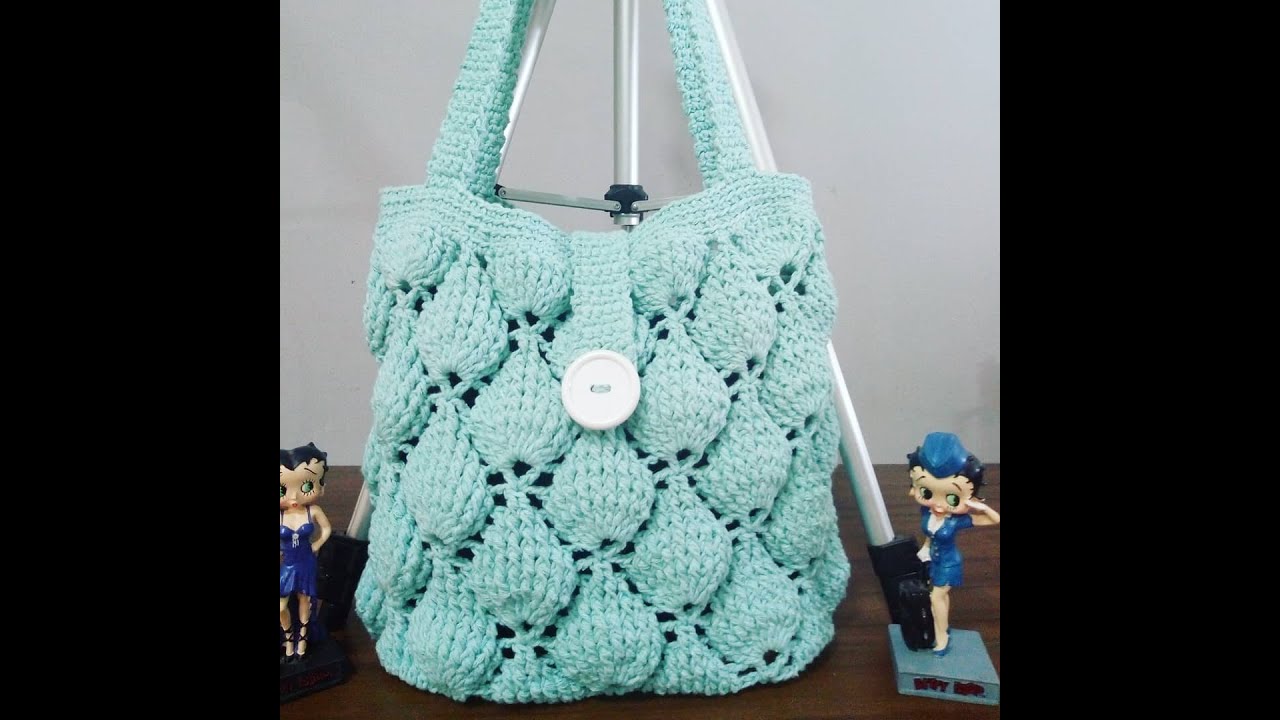 Bolsa folhas de crochê em relevo/#crochetbag/ #pretamoraes - YouTube