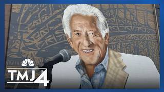 Mural of Bob Uecker taking shape in downtown Milwaukee as artist draws inspiration from family