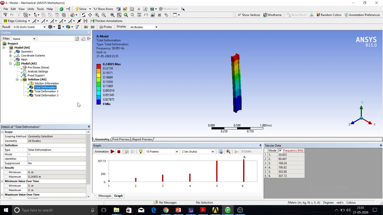 ANSYS modal analysis in 5 minutes - L1 - YouTube