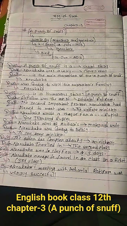 class 12th (A punch of snuff) summary Bihar Board  #englishbook #chapter3 #biharboardclas12th