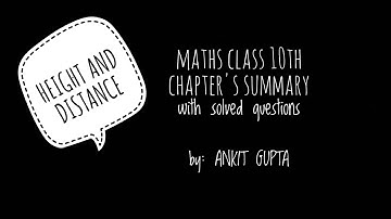 Height and distance | application of trigonometry | one short | class 10th maths | summary