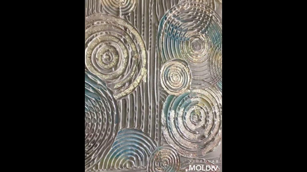 Картина с текстурной пастой и поталь. Абстракция. abstraction with ...