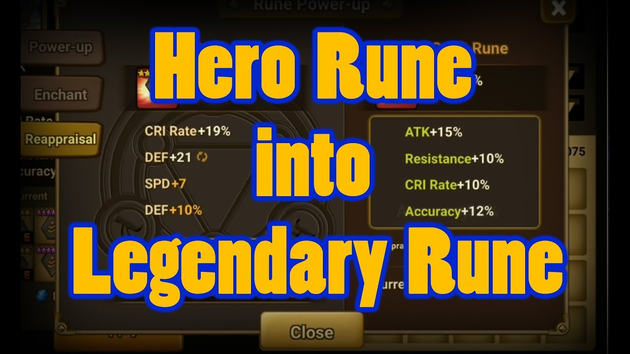 Summoners War How to turn Hero Rune into Legendary Rune YouTube