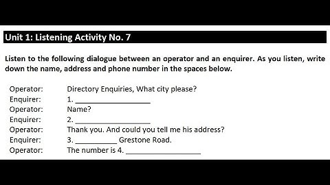 Unit 1: Listening Activity No.7