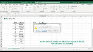 FinShiksha - Error Handling in Drop Down Menu in Excel