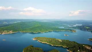 Bieszczady - Jezioro Solińskie z lotu ptaka. Solina Polańczyk Myczków