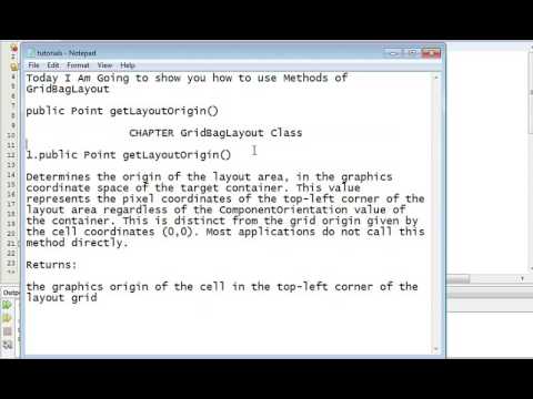 Java Programming Tutorial -GridBagLayout-9- public Point getLayoutOrigin()
