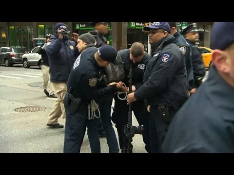 Scuffle in New York City during an anti-Trump protest