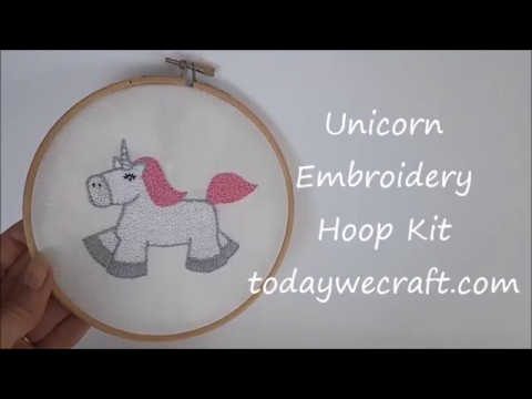 frame Unicorn cool girl while embroidery 18x13cm