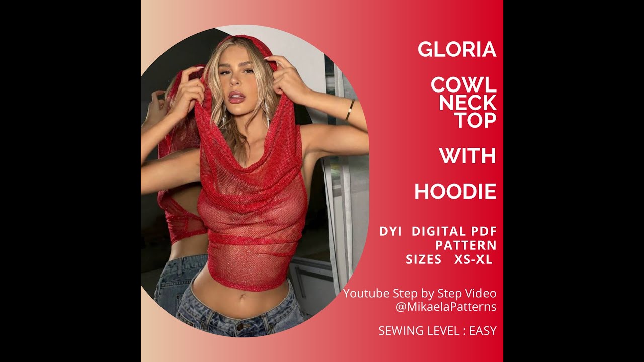 DIY Sew Cowl Neck Top with Hoodie
