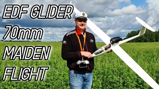 Edf Glider Maiden Flight - Rc Airplane - Edf 70Mm 4S - Rc Sailplane 2.5M Rc 2M