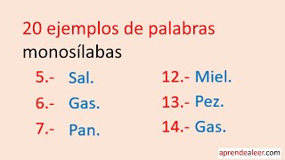 20 ejemplos de palabras monosilabas