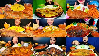 ASMR:EATING SPICY WHOLE FISH CURRY,FISH FRY,PRAWN CURRY,EGG CURRY WITH RICE,KHICHDI,PULAO*FOOD VIDEO