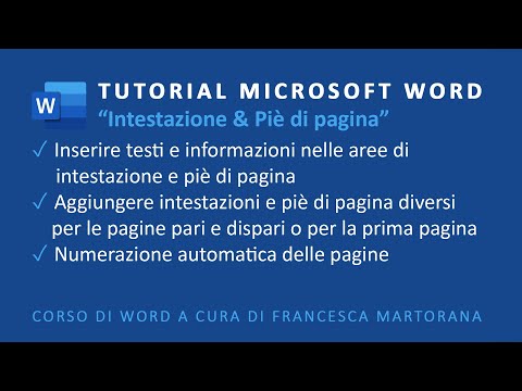 WORD | Office 365 - Tutorial 14: Intestazione, piè di pagina, numeri di pagina