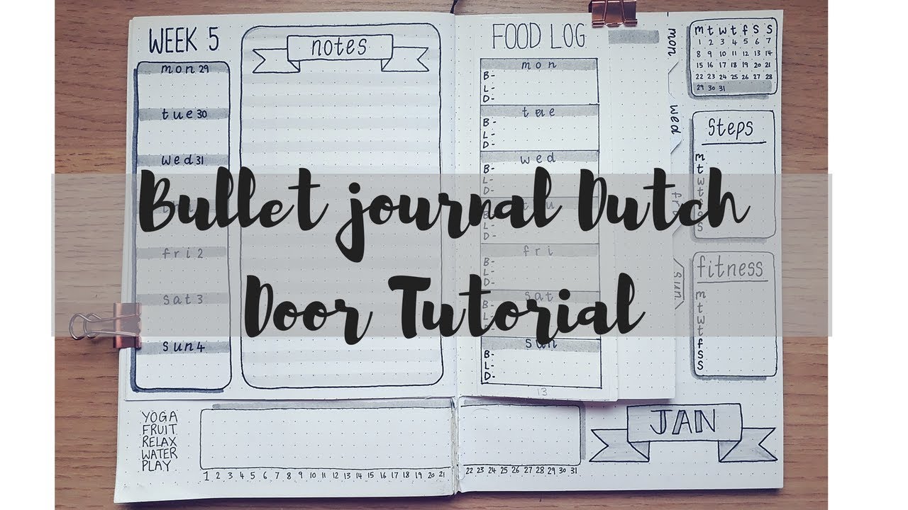 5 weekly bullet journal spead ideas with dutch doors tutorial part1