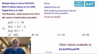 SAT Math Function Composition, h(g(-2)) Quick on TI-84  31