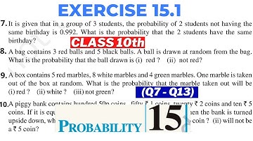 Probability Class 10th Maths Chapter 15 Ex 15.1 (Q7 TO Q13) NCERT Solutions