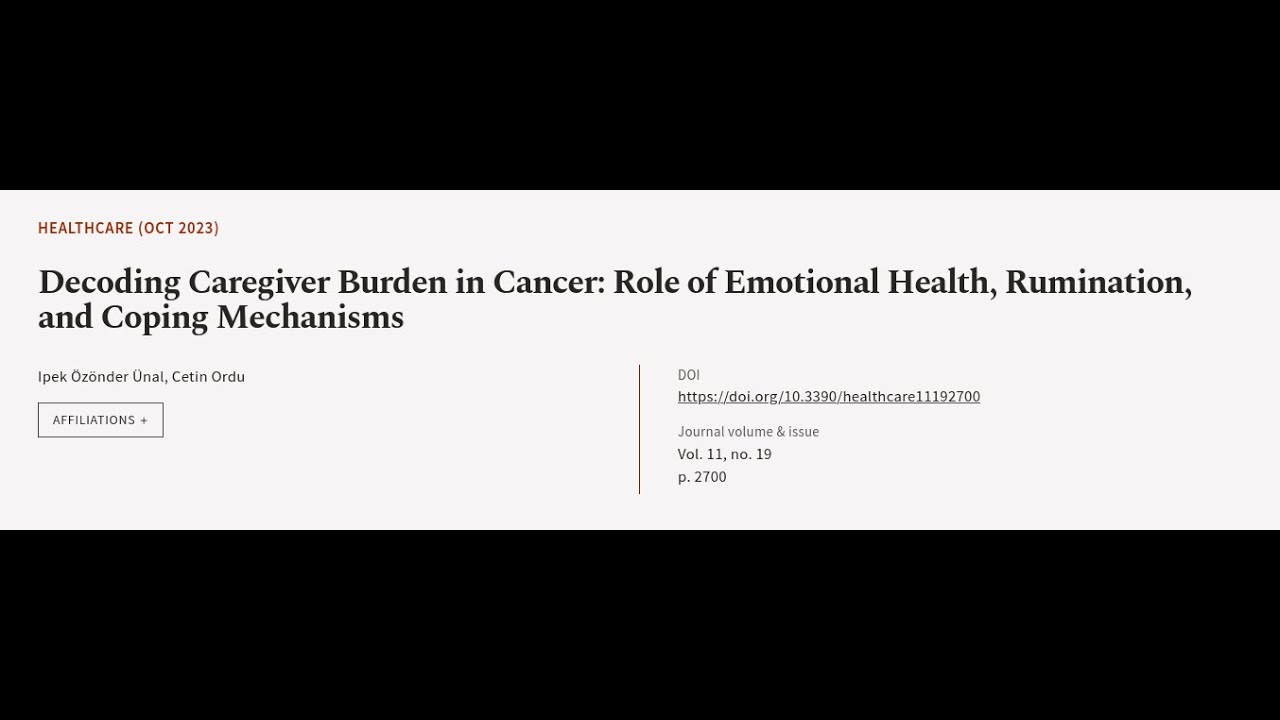 Decoding Caregiver Burden in Cancer: Role of Emotional Health ...