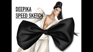 DEEPIKA PADUKONE CANNES 2019 | FASHION ILLUSTRATION SPEED SKETCH TIMELAPSE DIGITAL SKETCH