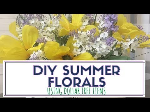 DIY Summer Floral Arrangement made with Dollar Tree items