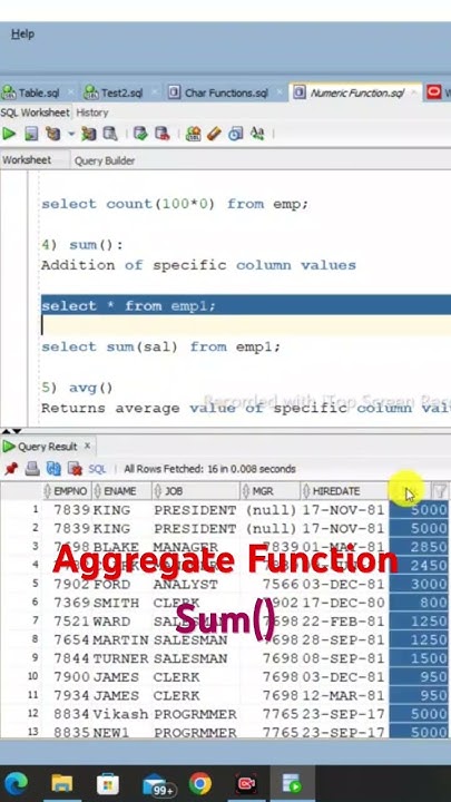 Sum Function | Aggregate Function in SQL - YouTube