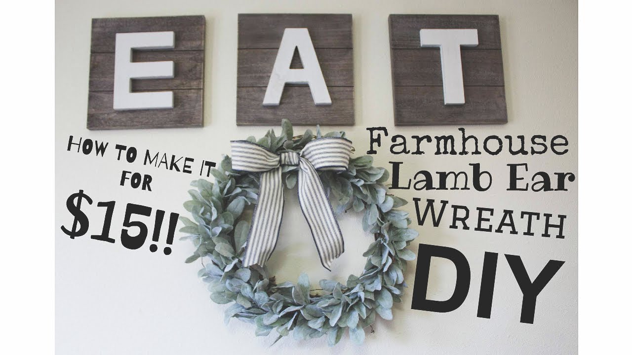 How to make a farmhouse lamb ear wreath for cheap 15 YouTube